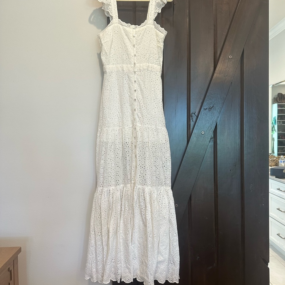Veronica Beard Aslin Elegant White Eyelet Maxi Dress